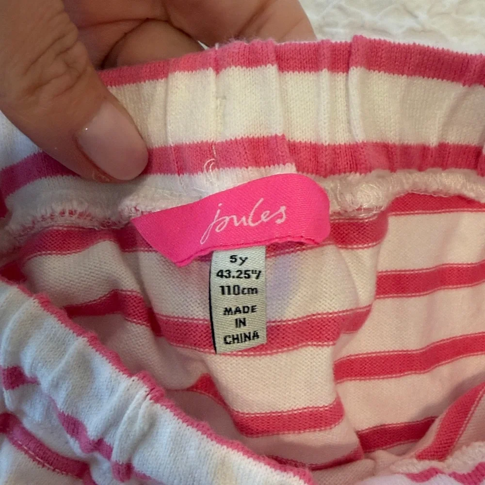 Joules 5t pink and white striped skirt